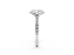 Radiant Cut Diamond Solitaire Ring Set in Silver with Pavé Band and Floral Prong Setting