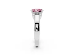Fancy Pink Radiant Cut Diamond Pavé Band Solitaire Ring Set in Silver with Prong Setting