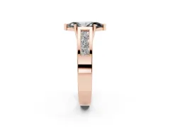 Fancy Black Marquise Cut Diamond Solitaire Ring Set in Rose gold with Channel-Set Accent Stones and Prong Setting