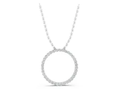 Round Diamond Eternity Loop Pendant Set in Silver with Prong-Set Stones