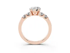 Heart Cut Diamond Five-Stone Prong Set Engagement Ring Set in Rose gold with Channel Band