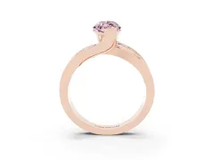 Fancy Pink Marquise Cut Diamond Solitaire Ring Set in Rose gold with Channel Set Split Shank and Tension Prongs