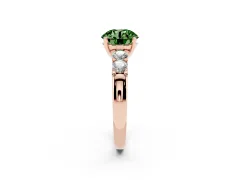 Fancy Green Round Cut Diamond Five-Stone Prong Set Engagement Ring Set in Rose gold with Channel Band