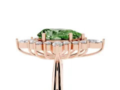 Fancy Green Pear Cut Diamond Cluster Halo Ring Set in Rose gold with Marquise and Round Accents