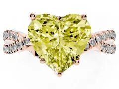 Fancy Yellow Heart Cut Diamond Twist Pavé Solitaire Engagement Ring Set in Rose gold with Prong Setting