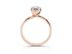 Emerald Cut Diamond Solitaire Engagement Ring Set in Rose gold with Classic Plain Band