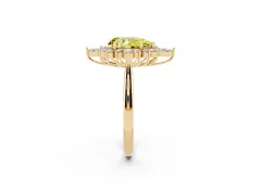 Fancy Yellow Pear Cut Diamond Cluster Halo Ring Set in Yellow gold with Marquise and Round Accents