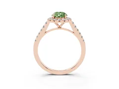 Fancy Green Pear Cut Diamond Halo Pavé Engagement Ring Set in Rose gold with Prong Setting