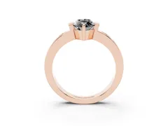 Fancy Black Marquise Cut Diamond Channel-Set Band Ring Set in Rose gold with Bezel Prong Setting