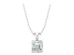 Asscher Diamond Solitaire Pendant Set in Silver with Four-Prong Setting