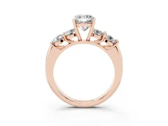 Cushion Cut Diamond Five-Stone Prong Set Ring Set in Rose gold with Classic Band