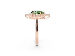 Fancy Green Pear Cut Diamond Cluster Halo Ring Set in Rose gold with Marquise and Round Accents