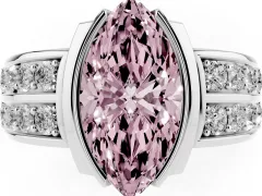 Fancy Pink Marquise Cut Diamond Wide Channel Set Band Ring Set in Platinum with Bezel Setting