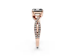 Fancy Black Asscher Cut Diamond Twist Pavé Solitaire Engagement Ring Set in Rose gold with Prong Setting