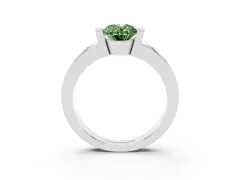 Fancy Green Oval Cut Diamond Channel-Set Band Ring Set in Platinum with Bezel Prong Setting