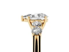 Pear Cut Diamond Five-Stone Prong Set Band Ring Set in Yellow gold with Polished Band