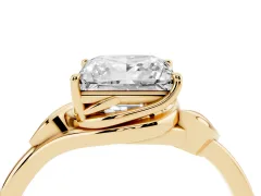 Princess Cut Diamond Solitaire Ring Set in Yellow gold with Polished Twist Band