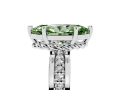 Fancy Green Marquise Cut Diamond Solitaire Ring Set in White gold with Channel Set Band and Prong Setting