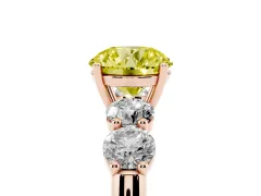 Fancy Yellow Round Cut Diamond Five-Stone Prong Set Ring Set in Rose gold with Classic Band