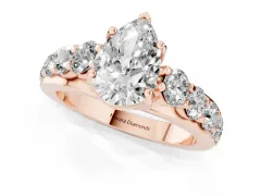 Pear Cut Diamond Pavé Engagement Ring Set in Rose gold with Prong Setting