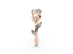 Round Cut Diamond Solitaire Ring Set in Rose gold with Twisted Marquise Accent Band