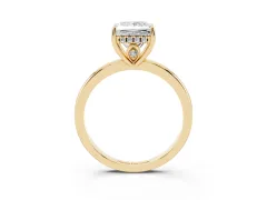 Princess Cut Diamond Solitaire Ring Set in Yellow gold with Plain Band and Prong Setting