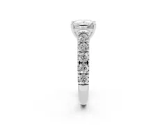 Princess Cut Diamond Solitaire Ring Set in Silver with Cut-Down Micro Pavé Band and Prong Setting