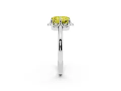 Fancy Yellow Radiant Cut Diamond Round Cluster Halo Ring Set in Platinum with Solitaire Band and Prong Setting