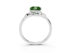 Fancy Green Princess Cut Diamond Solitaire Ring Set in Silver with Polished Twist Band
