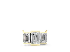 Emerald Cut Three-Stone Bar Pendant Set in Yellow gold with Bar Prong Setting