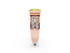 Fancy Yellow Radiant Cut Diamond Wide Channel Set Band Ring Set in Rose gold with Bezel Setting