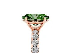 Fancy Green Oval Cut Diamond Pavé Solitaire Engagement Ring Set in Rose gold with Prong Setting