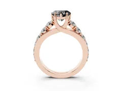 Fancy Black Heart Cut Diamond Pavé Engagement Ring Set in Rose gold with Prong Setting