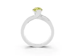 Fancy Yellow Marquise Cut Diamond Solitaire Ring Set in White gold with Channel Set Split Shank and Tension Prongs