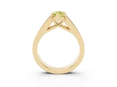 Fancy Yellow Marquise Cut Diamond Solitaire Ring Set in Yellow gold with Channel-Set Accent Stones and Prong Setting