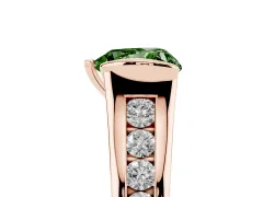 Fancy Green Heart Cut Diamond Bezel-Set Solitaire Ring Set in Rose gold with Channel-Set Band