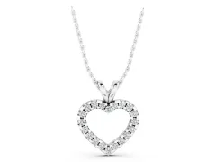 Round Diamond Heart Pendant Set in Silver with Continuous Pavé Setting