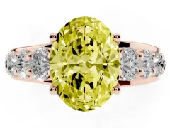 Fancy Yellow Oval Cut Diamond Pavé Engagement Ring Set in Rose gold with Prong Setting