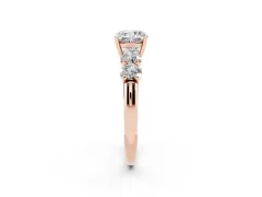 Cushion Cut Diamond Five-Stone Prong Set Ring Set in Rose gold with Classic Band