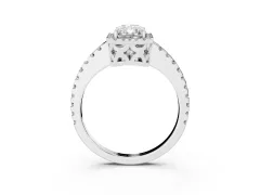 Radiant Cut Diamond Halo Ring Set in Platinum with Pavé Shoulders and Halo-Framed Center
