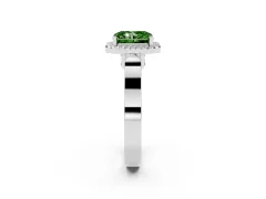 Fancy Green Radiant Cut Diamond Halo Ring Set in White gold with Pavé-Lined Split Shank Band