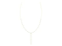 Round Diamond Station Y Necklace Set in Yellow gold with Bezel Setting