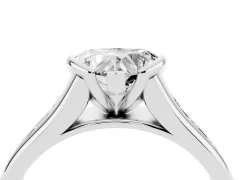 Heart Cut Diamond Bezel-Set Solitaire Ring Set in White gold with Channel-Set Band