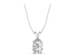Old Mine Cushion Diamond Solitaire Pendant Set in Silver with Four-Prong Setting