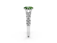 Fancy Green Oval Cut Diamond Solitaire Ring Set in Platinum with Pavé-Set Band and Prong Setting