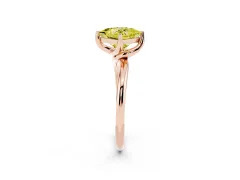 Fancy Yellow Princess Cut Diamond Solitaire Engagement Ring Set in Rose gold with Classic Plain Band
