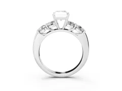 Radiant Cut Diamond Five-Stone Prong Set Ring Set in Platinum with Classic Band