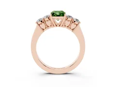 Fancy Green Radiant Cut Diamond Five-Stone Prong Set Band Ring Set in Rose gold with Polished Band