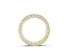Round Diamond Channel Set Circle Pendant Set in Yellow gold with Continuous Stone Ring
