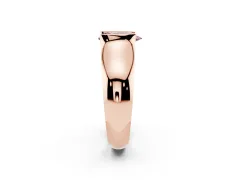 Fancy Pink Pear Cut Diamond Bezel Solitaire Ring Set in Rose gold with Wide Band